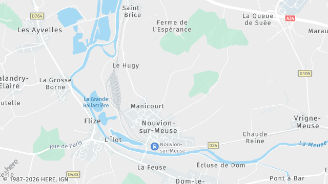 Carte de la zone d'intervention à Nouvion-sur-Meuse