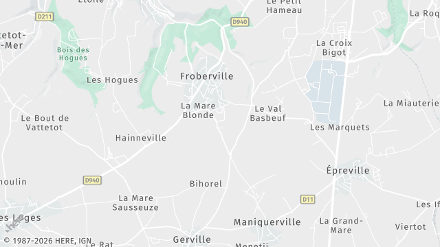 Carte de la zone d'intervention à Froberville