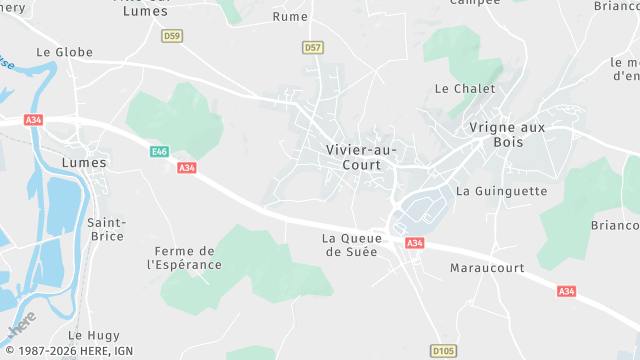 Carte de la zone d'intervention à Vivier-au-Court