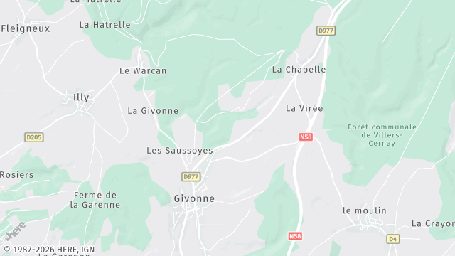 Carte de la zone d'intervention à Givonne