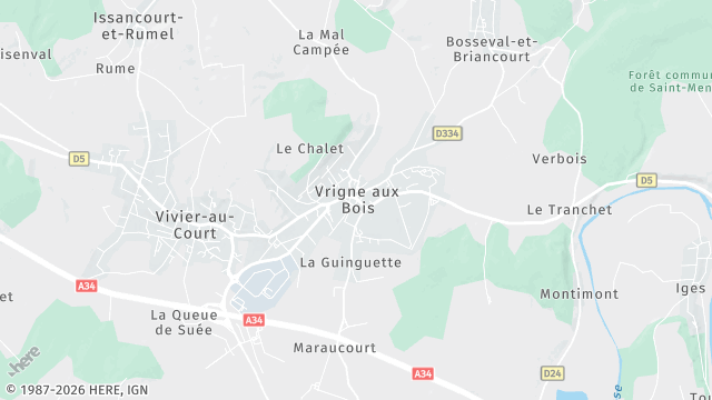 Carte de la zone d'intervention à Vrigne aux Bois