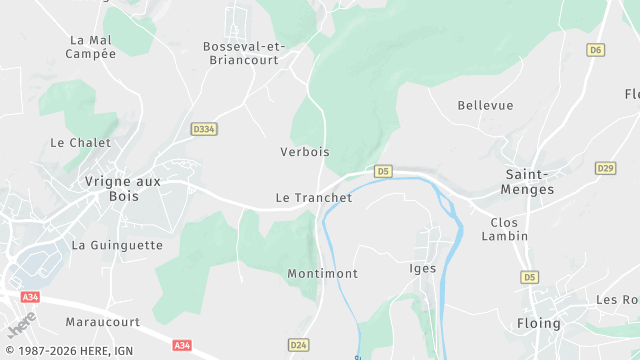 Carte de la zone d'intervention à Donchery