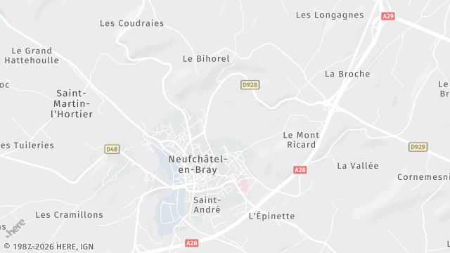 Carte de la zone d'intervention à Neufchâtel-en-Bray