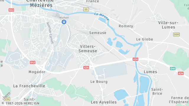 Carte de la zone d'intervention à Villers-Semeuse