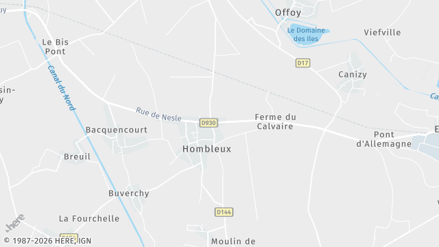 Carte de la zone d'intervention à Hombleux