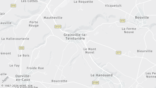 Carte de la zone d'intervention à Grainville-la-Teinturière