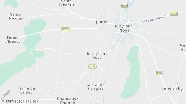 Carte de la zone d'intervention à Ailly-sur-Noye