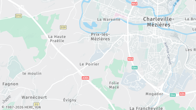 Carte de la zone d'intervention à Prix-lès-Mézières