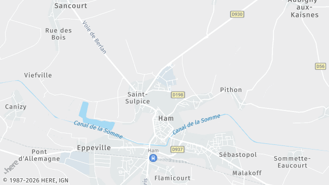 Carte de la zone d'intervention à Ham