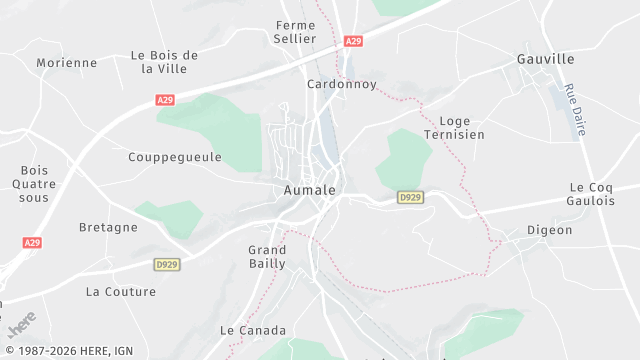 Carte de la zone d'intervention à Aumale