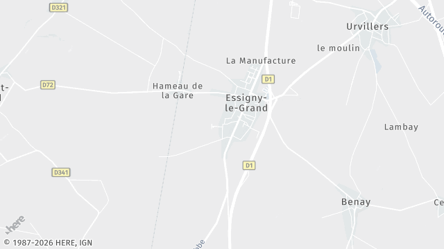 Carte de la zone d'intervention à Essigny-le-Grand