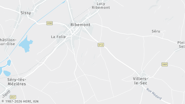 Carte de la zone d'intervention à Ribemont