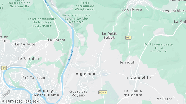 Carte de la zone d'intervention à Aiglemont