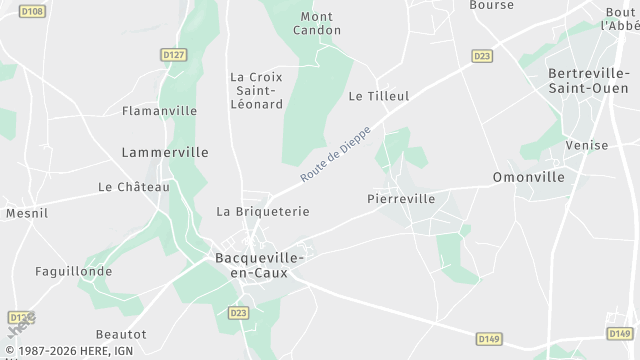 Carte de la zone d'intervention à Bacqueville-en-Caux