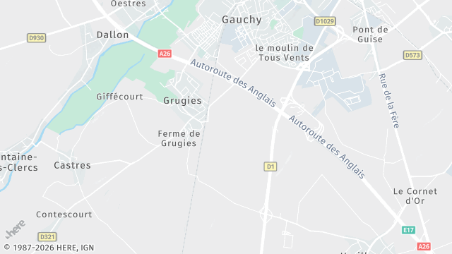 Carte de la zone d'intervention à Grugies
