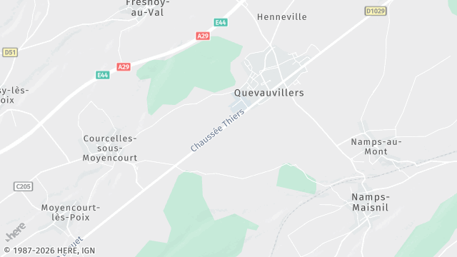 Carte de la zone d'intervention à Quevauvillers