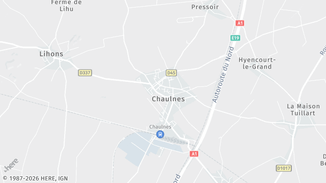 Carte de la zone d'intervention à Chaulnes