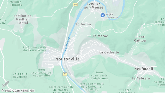 Carte de la zone d'intervention à Nouzonville