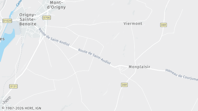 Carte de la zone d'intervention à Origny-Sainte-Benoite