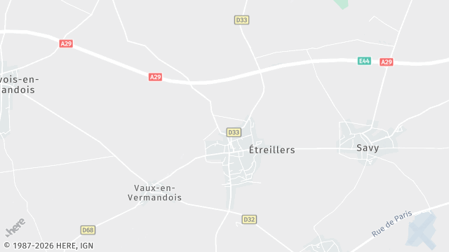 Carte de la zone d'intervention à Étreillers