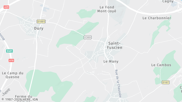 Carte de la zone d'intervention à Saint-Fuscien