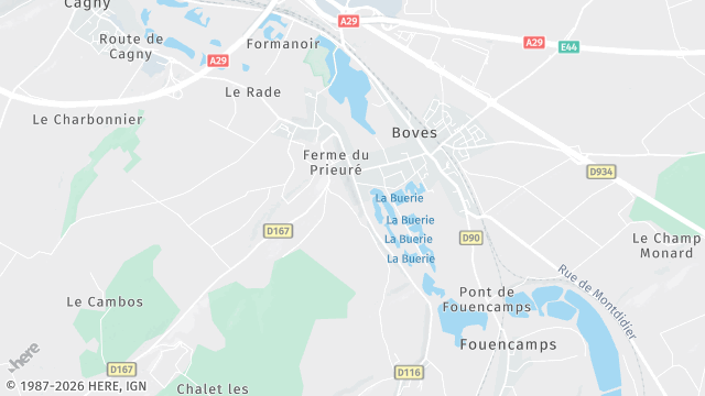 Carte de la zone d'intervention à Boves