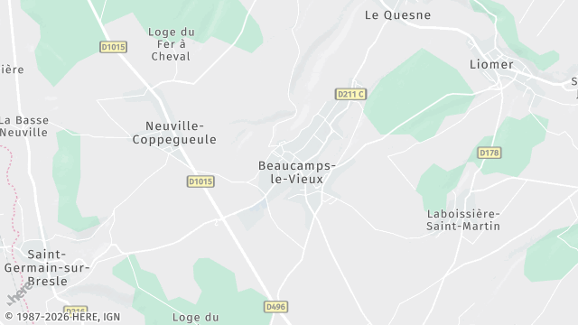 Carte de la zone d'intervention à Beaucamps-le-Vieux
