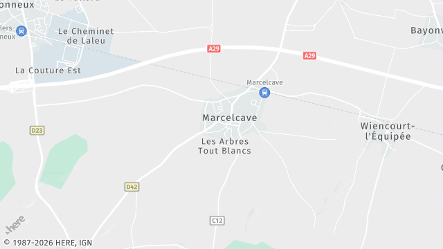 Carte de la zone d'intervention à Marcelcave