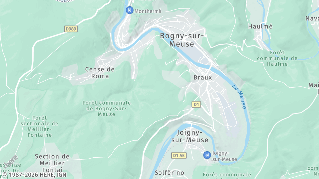 Carte de la zone d'intervention à Bogny-sur-Meuse