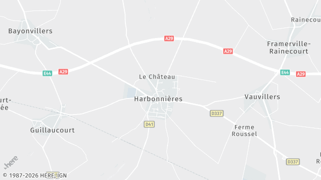 Carte de la zone d'intervention à Harbonnières
