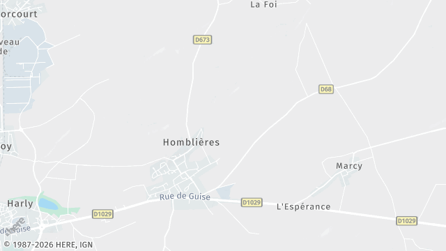 Carte de la zone d'intervention à Homblières