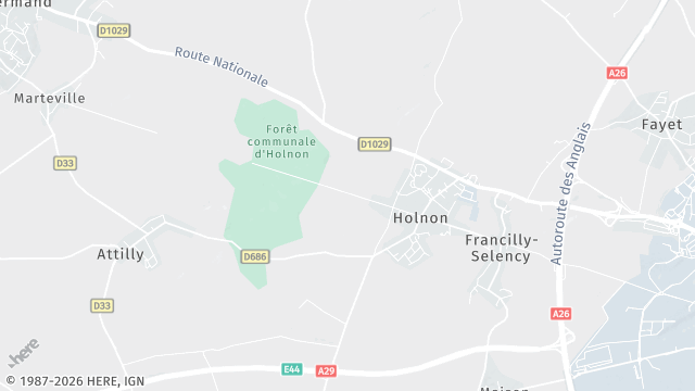 Carte de la zone d'intervention à Holnon