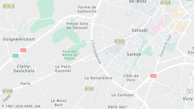 Carte de la zone d'intervention à Saleux