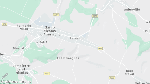 Carte de la zone d'intervention à Saint-Nicolas-d'Aliermont