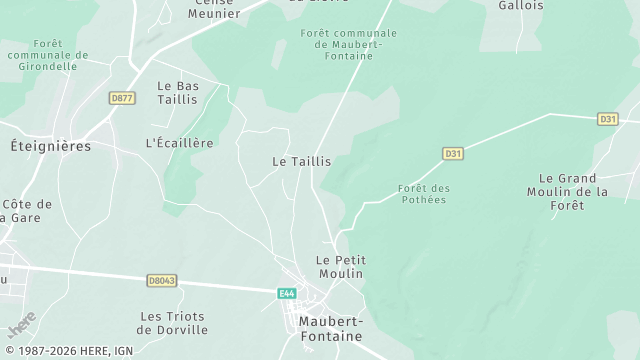Carte de la zone d'intervention à Maubert-Fontaine