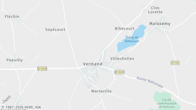 Carte de la zone d'intervention à Vermand