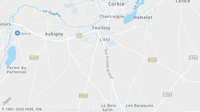 Carte de la zone d'intervention à Fouilloy