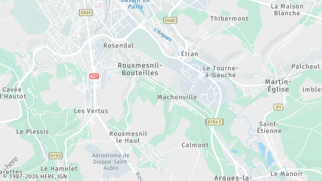 Carte de la zone d'intervention à Rouxmesnil-Bouteilles