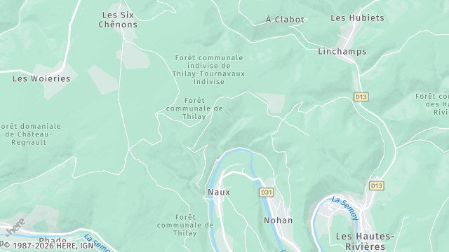 Carte de la zone d'intervention à Thilay