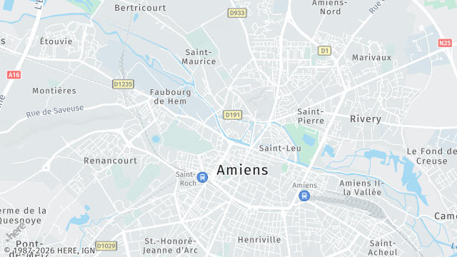 Carte de la zone d'intervention à Amiens