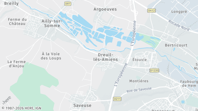 Carte de la zone d'intervention à Dreuil-lès-Amiens