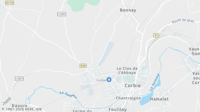 Carte de la zone d'intervention à Corbie