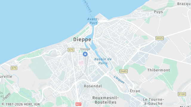 Carte de la zone d'intervention à Dieppe