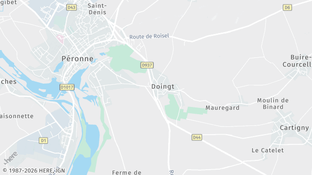 Carte de la zone d'intervention à Doingt