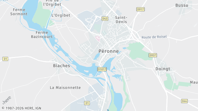 Carte de la zone d'intervention à Péronne