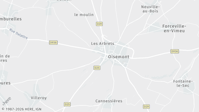 Carte de la zone d'intervention à Oisemont