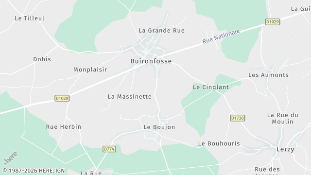 Carte de la zone d'intervention à Buironfosse