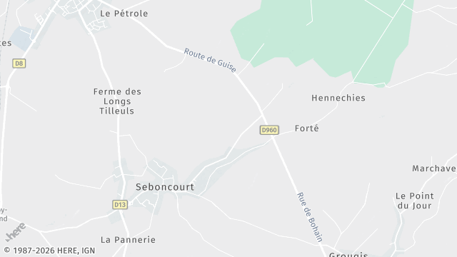 Carte de la zone d'intervention à Seboncourt