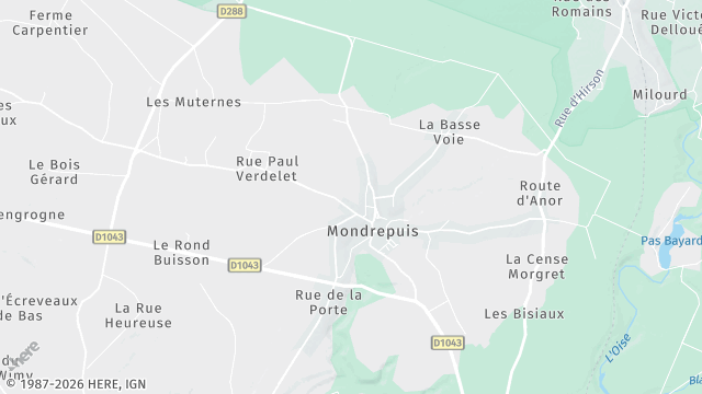 Carte de la zone d'intervention à Mondrepuis