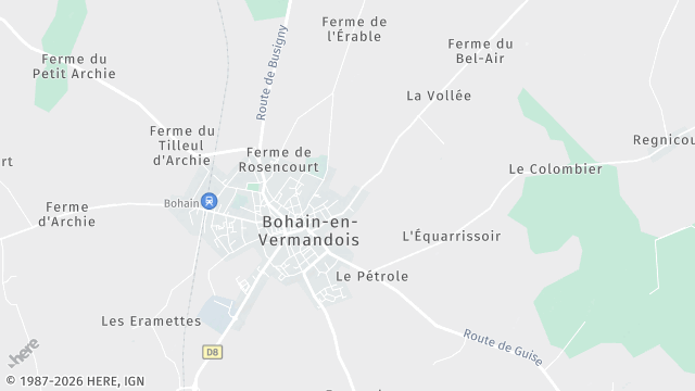 Carte de la zone d'intervention à Bohain-en-Vermandois